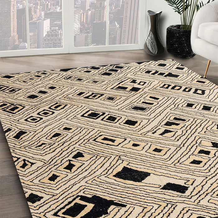 Machine Washable Abstract Deep Peach Orange Rug in a Family Room, wshabs4790