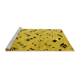 Sideview of Machine Washable Solid Yellow Modern Rug, wshabs4790yw