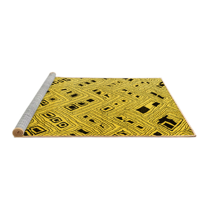 Sideview of Machine Washable Solid Yellow Modern Rug, wshabs4790yw