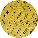 Round Machine Washable Solid Yellow Modern Rug, wshabs4790yw