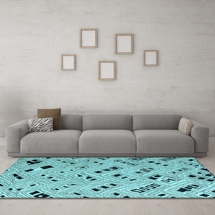 Machine Washable Solid Light Blue Modern Rug in a Living Room, wshabs4790lblu