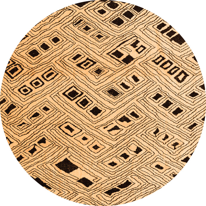 Round Machine Washable Solid Orange Modern Area Rugs, wshabs4790org