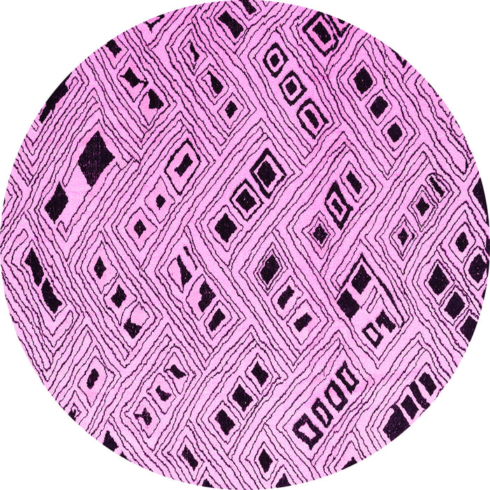 Round Machine Washable Solid Pink Modern Rug, wshabs4790pnk