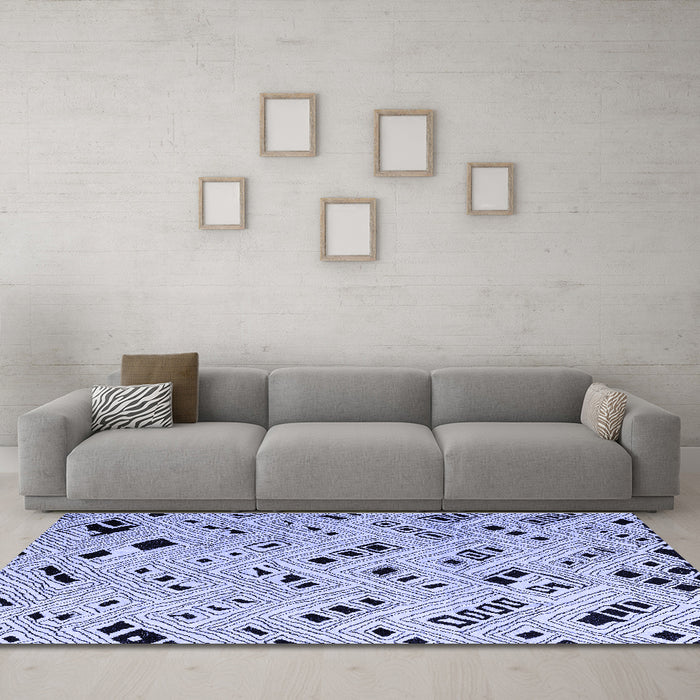Machine Washable Solid Blue Modern Rug in a Living Room, wshabs4790blu