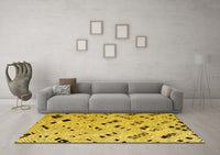 Machine Washable Solid Yellow Modern Rug, wshabs4790yw