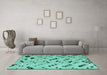 Machine Washable Solid Turquoise Modern Area Rugs in a Living Room,, wshabs4790turq