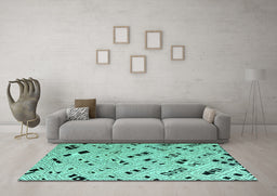 Machine Washable Solid Turquoise Modern Area Rugs in a Living Room,, wshabs4790turq