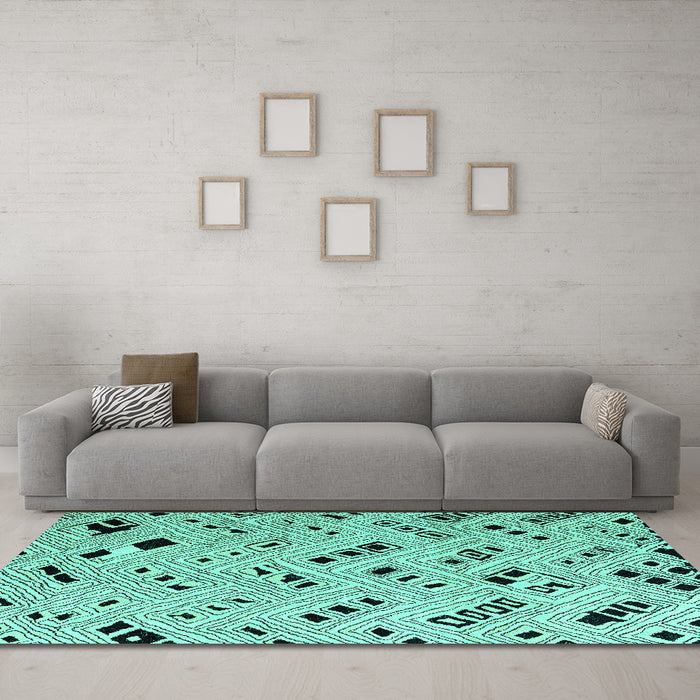 Machine Washable Solid Turquoise Modern Area Rugs in a Living Room,, wshabs4790turq