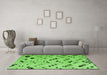 Machine Washable Solid Green Modern Area Rugs in a Living Room,, wshabs4790grn