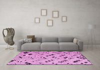 Machine Washable Solid Pink Modern Rug, wshabs4790pnk