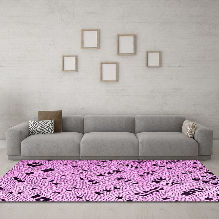 Machine Washable Solid Pink Modern Rug in a Living Room, wshabs4790pnk