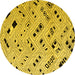 Round Solid Yellow Modern Rug, abs4790yw