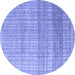 Round Machine Washable Solid Blue Modern Rug, wshabs4791blu