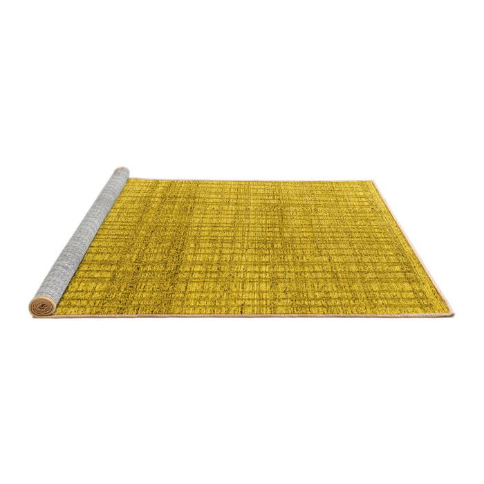 Sideview of Machine Washable Solid Yellow Modern Rug, wshabs4791yw