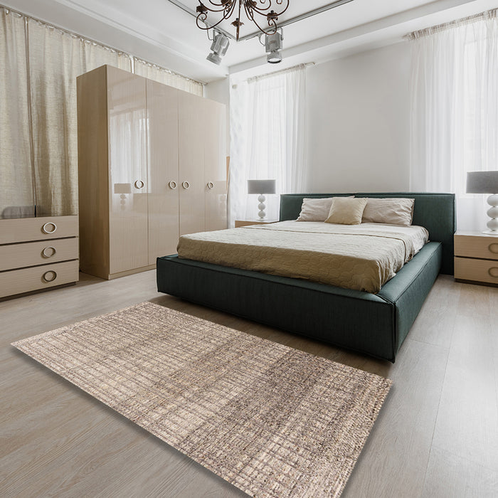 Abstract Dark Almond Brown Solid Rug in a Bedroom, abs4791