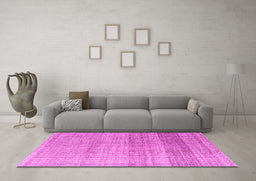 Machine Washable Solid Pink Modern Rug in a Living Room, wshabs4791pnk