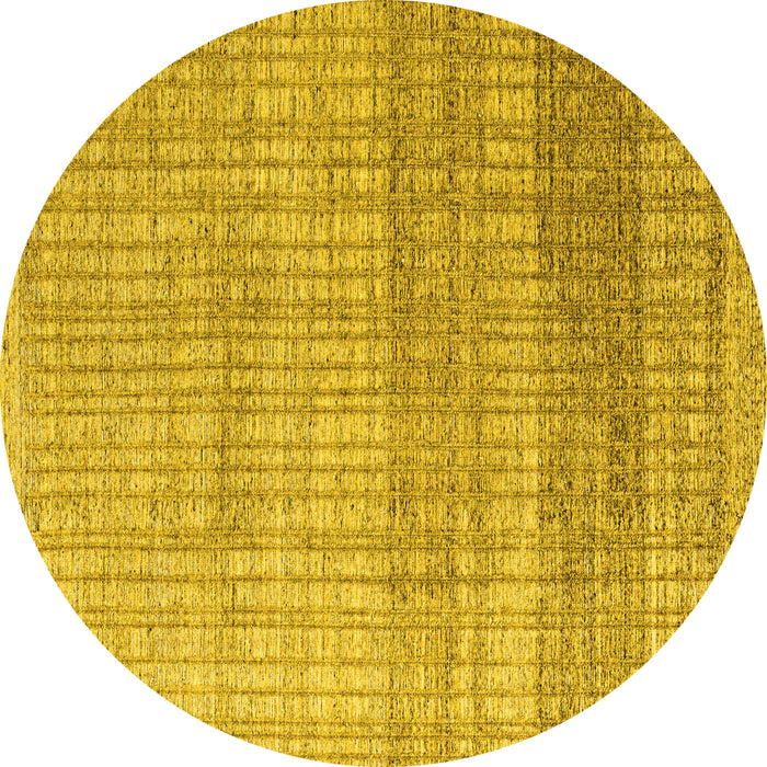 Round Machine Washable Solid Yellow Modern Rug, wshabs4791yw