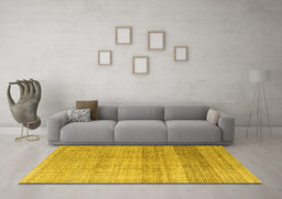 Machine Washable Solid Yellow Modern Rug in a Living Room, wshabs4791yw