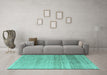 Machine Washable Solid Turquoise Modern Area Rugs in a Living Room,, wshabs4791turq