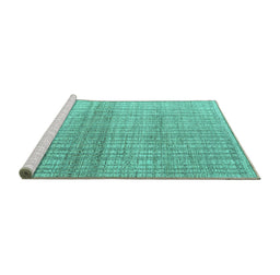 Sideview of Machine Washable Solid Turquoise Modern Area Rugs, wshabs4791turq