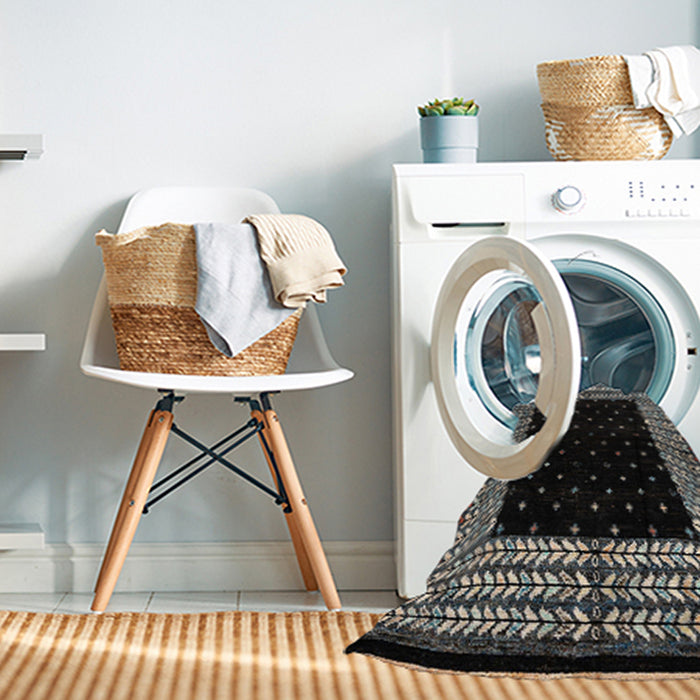 Machine Washable Abstract Sage Green Rug in a Washing Machine, wshabs4792