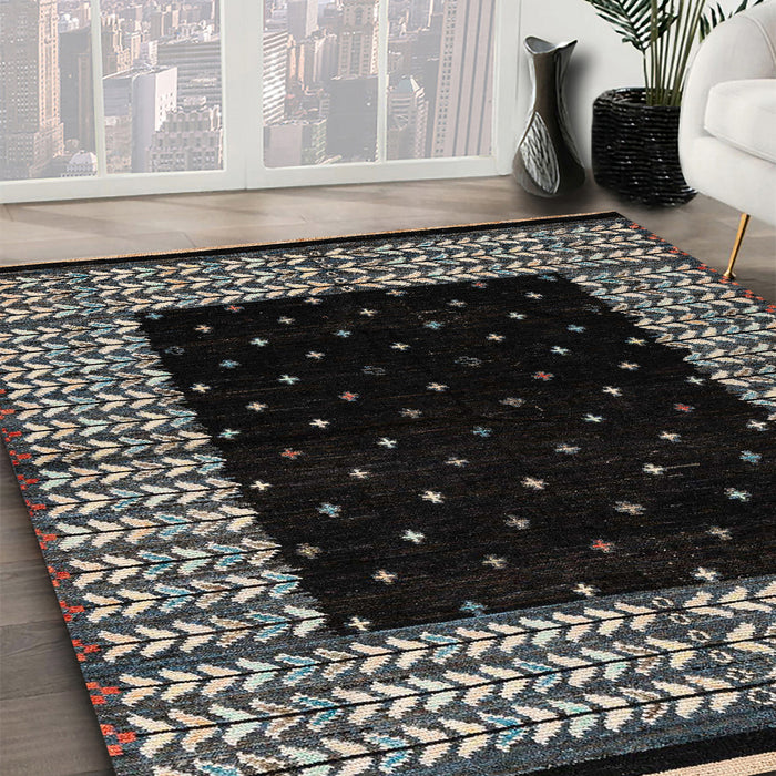 Machine Washable Abstract Sage Green Rug in a Family Room, wshabs4792