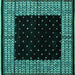 Square Machine Washable Abstract Turquoise Modern Area Rugs, wshabs4792turq