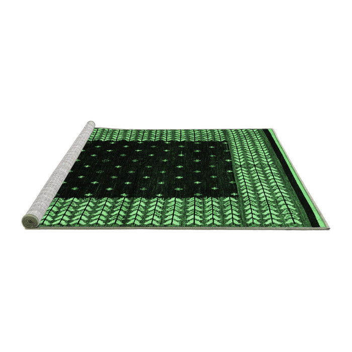 Sideview of Machine Washable Abstract Emerald Green Modern Area Rugs, wshabs4792emgrn