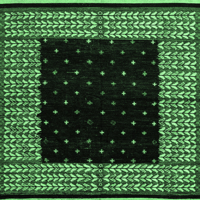 Square Abstract Emerald Green Modern Rug, abs4792emgrn