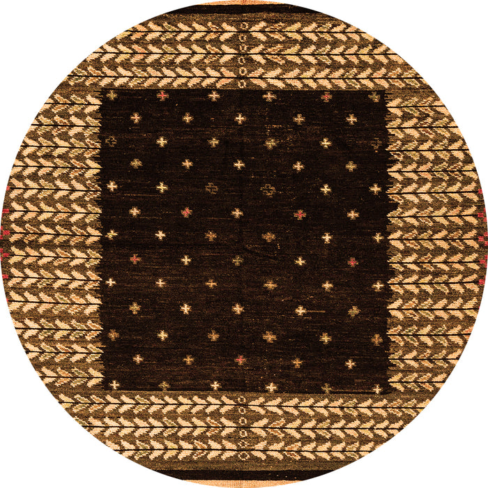 Round Abstract Orange Modern Rug, abs4792org