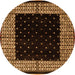 Round Abstract Orange Modern Rug, abs4792org