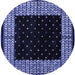 Round Abstract Blue Modern Rug, abs4792blu