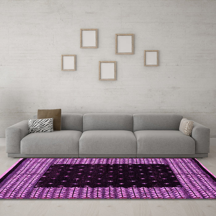 Machine Washable Abstract Pink Modern Rug in a Living Room, wshabs4792pnk