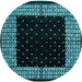 Round Machine Washable Abstract Light Blue Modern Rug, wshabs4792lblu