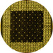 Round Abstract Yellow Modern Rug, abs4792yw