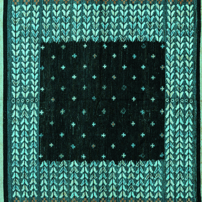 Square Abstract Turquoise Modern Rug, abs4792turq