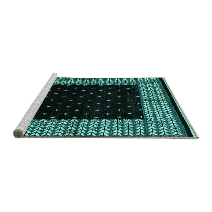 Sideview of Machine Washable Abstract Turquoise Modern Area Rugs, wshabs4792turq