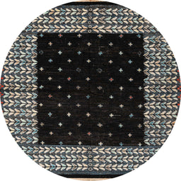 Round Machine Washable Abstract Sage Green Rug, wshabs4792