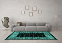 Machine Washable Abstract Turquoise Modern Rug, wshabs4792turq