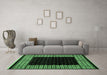 Machine Washable Abstract Emerald Green Modern Area Rugs in a Living Room,, wshabs4792emgrn