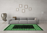 Machine Washable Abstract Emerald Green Modern Rug, wshabs4792emgrn