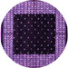 Round Machine Washable Abstract Purple Modern Area Rugs, wshabs4792pur