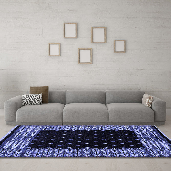 Machine Washable Abstract Blue Modern Rug in a Living Room, wshabs4792blu