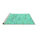 Sideview of Machine Washable Abstract Turquoise Modern Area Rugs, wshabs4793turq