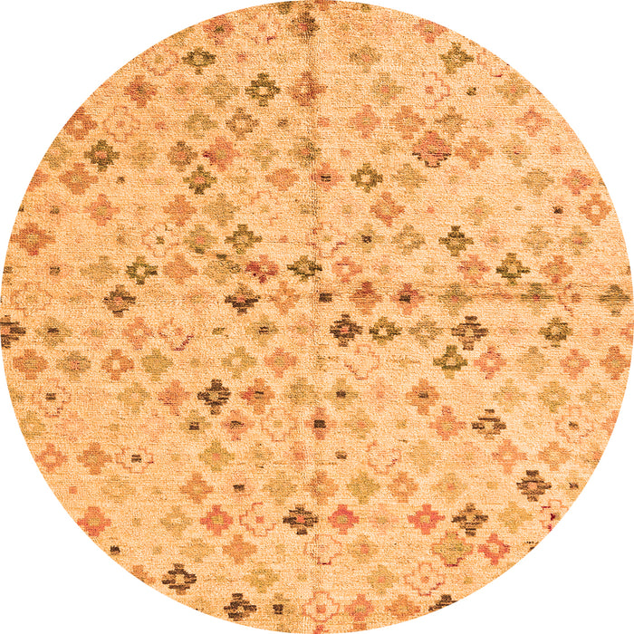 Round Machine Washable Abstract Orange Modern Area Rugs, wshabs4793org