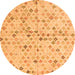 Round Machine Washable Abstract Orange Modern Area Rugs, wshabs4793org