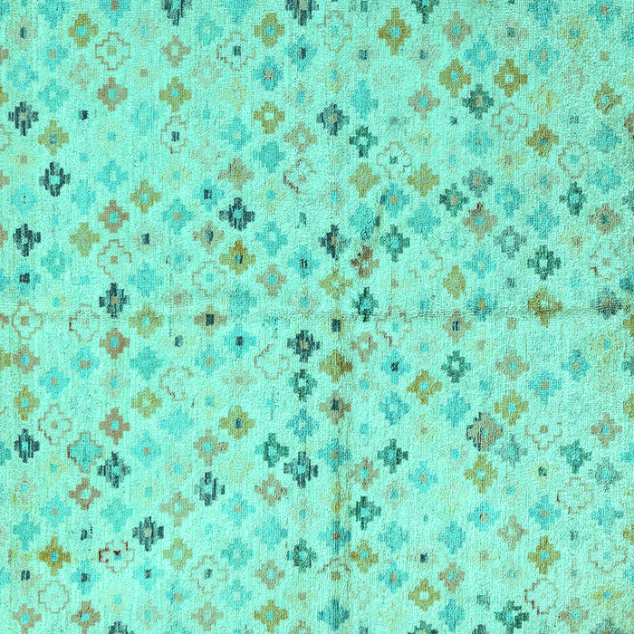 Square Machine Washable Abstract Turquoise Modern Area Rugs, wshabs4793turq