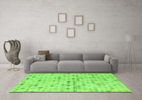 Machine Washable Abstract Green Modern Rug, wshabs4793grn