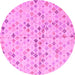 Round Machine Washable Abstract Pink Modern Rug, wshabs4793pnk