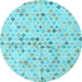 Round Abstract Light Blue Modern Rug, abs4793lblu